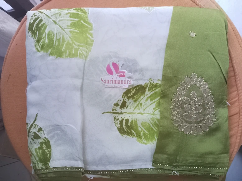 Dall Moss Printed Saree with Lace - MLTAN - Green Mix